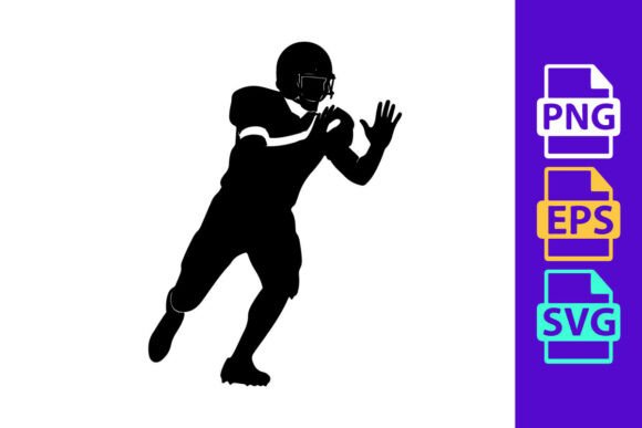 American Football Player in Action Catch: Dynamic Vector Design
