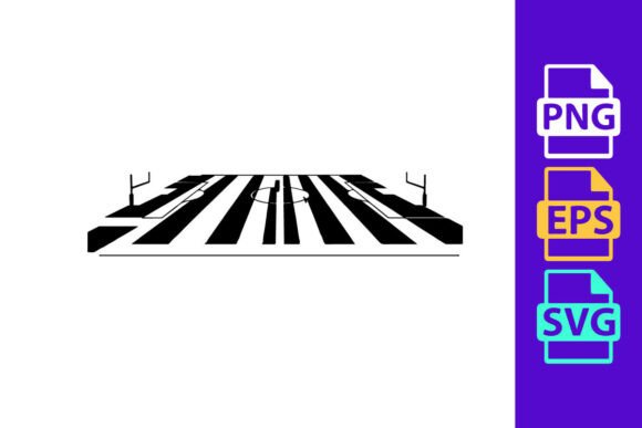 Black and White Striped Road with Metal: Bold Football Clipart