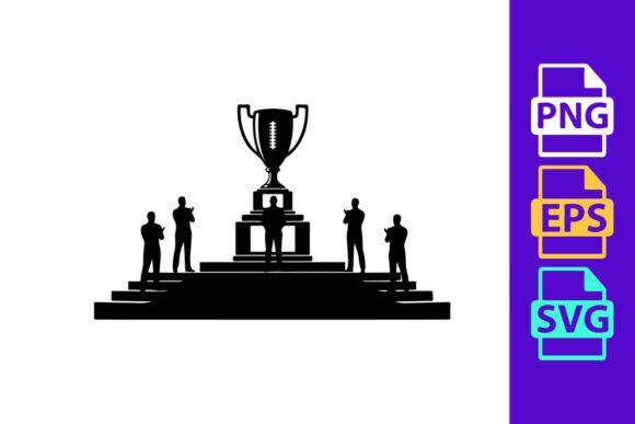 Championship Trophy with Silhouette of W: Bold Vector Football Clipart
