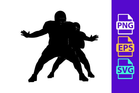 Dynamic Action in Vector Form: American Football Player Tackling Silhou