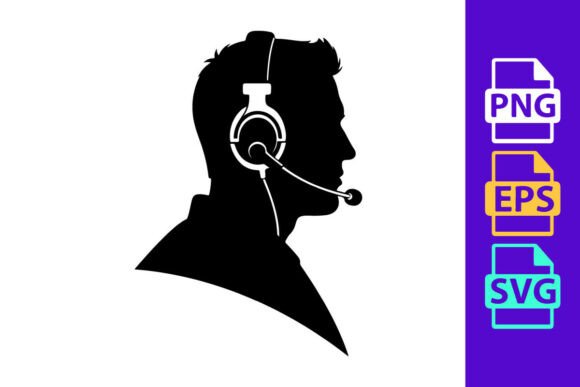 Silhouette of a Man Wearing a Headset Fo: Dynamic Vector Energy