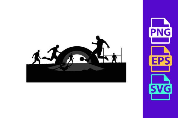 Silhouettes of Soccer Players in Action: A Dynamic Design Asset