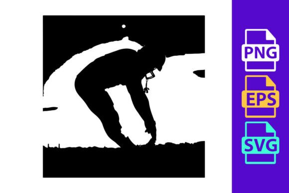 Visual Storytelling: Merging Man Bending Down in a Field at Sunset Wi with ⚽ Football Silhouette Clipart